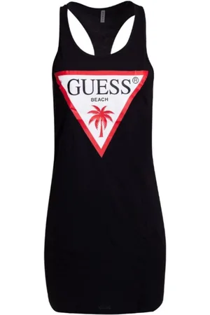 Guess Kleedjes, Dames, Zwart, XL, Katoen, Donna Logo Tank Top Jurk