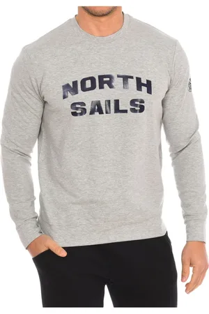 North Sails Sweatshirts & Hoodies, Heren, Grijs, S, Nylon, Geribbelde Ronde Hals Sweater