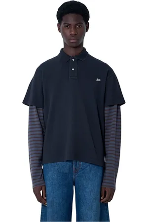 ERL Tops, Heren, Zwart, M, Katoen, Gestreept Polo Shirt met Dubbele Mouw