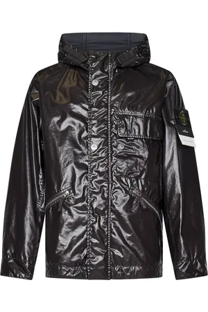 Stone Island Jassen, Heren, Bruin, M, Katoen, Bruine Jassen met Verborgen Ritssluiting