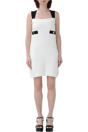 Patou Kleedjes, Dames, Wit, L, Katoen, Elegante Mouwloze Gebreide Jurk