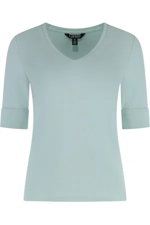Ralph Lauren Tops, Dames, Groen, S, Katoen, Stretch katoenen T-shirt