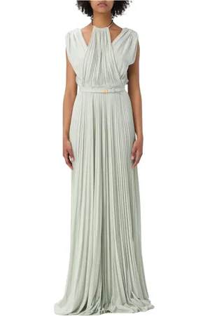 Elisabetta Franchi Kleedjes, Dames, Groen, XS, Polyester, Mint Halter Maxi Jurk