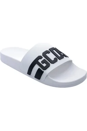GCDS Schoenen, Heren, Wit, 40 EU, Sportieve Witte Heren Slippers met Logo Ketting