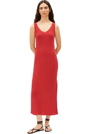 Armedangels Kleedjes, Dames, Rood, L, Gebreide Jurk met Zijsplit