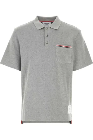 Thom Browne Tops, Heren, Grijs, L, Katoen, Klassiek Grijs Katoenen Poloshirt