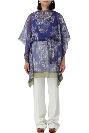 Etro Jassen, Dames, Veelkleurig, ONE Size, Bloemenprint Zijden Tuniek