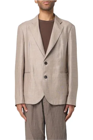 Emporio Armani Jassen, Heren, , L, Leer, Linen Blazer Two Button Notch Lapel