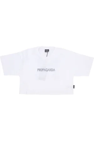 Propaganda Tops, Dames, Wit, XS, Katoen, Butterfly Bones Croptop Tee Wit