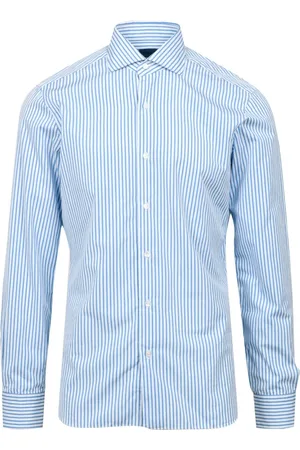 BARBA Overhemden, Heren, Veelkleurig, M, Katoen, Gestreept Katoenen Kraag Lange Mouw Shirt