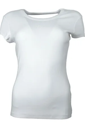 HUGO BOSS Tops, Dames, Wit, M, Katoen, Geribbeld T-shirt Wit Essentieel Ontwerp
