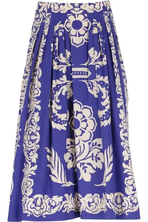 Etro Rokken, Dames, Blauw, S, Katoen, Blauwe Geplooide Rok met Paisley Patroon