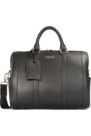 Kazar Tassen, Dames, Zwart, ONE Size, Leer, Zwarte gladleren koffer tas