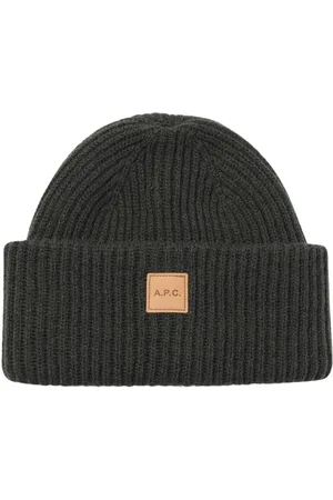 A.P.C. Accessoires, Dames, Groen, S, Wol, Groene Geribbelde Gebreide Muts