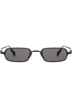 KUBORAUM Accessoires, Heren, Zwart, ONE Size, Rechthoekige zwarte metalen zonnebril