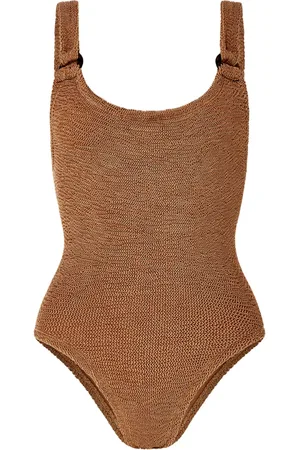 Hunza G Badkleding, Dames, Bruin, ONE Size, Denim, Ring-Detail Badpak