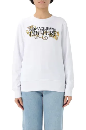 VERSACE Sweatshirts & Hoodies, Dames, Wit, XS, Luxe Gebreide Trui