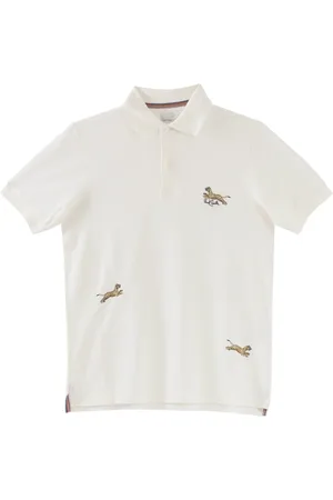 Paul Smith Tops, Heren, Wit, S, Katoen, Leopard reliëf poloshirt in wit
