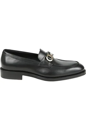 Salvatore Ferragamo Schoenen, Heren, Zwart, 41 EU, Versierde Gancini Loafers Leren Zool