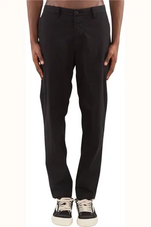 TRANSIT Broeken, Heren, Zwart, S, Katoen, Stretch Crepe Katoenen Broek