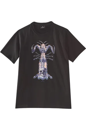 Paul Smith Tops, Heren, Zwart, L, Katoen, T-shirt met schedel bidsprinkhaan grafisch