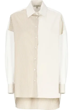 ANTONELLI Blouses & Shirts, Dames, , S, Katoen, Gestreepte Katoen Zijde Shirt Vrouw Kraag