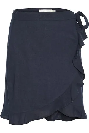 INWEAR Rokken, Dames, Blauw, XS, Wikkelskirt met Ruche Trim