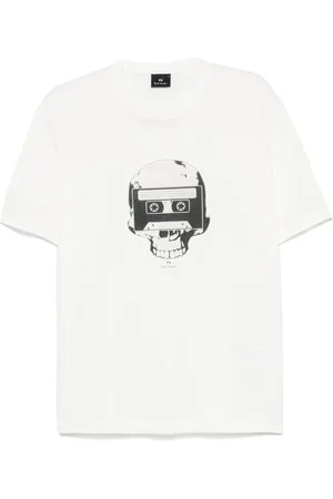 Paul Smith Tops, Heren, Wit, S, Wit Logo Print Crew Neck T-shirt