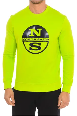 North Sails Sweatshirts & Hoodies, Heren, Groen, L, Nylon, Geribbelde Ronde Hals Sweater
