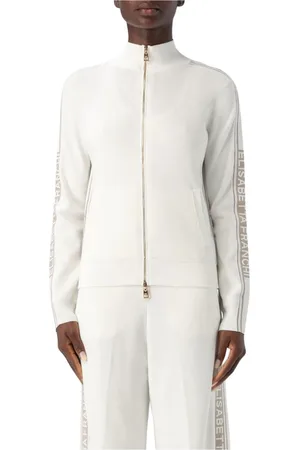 Elisabetta Franchi Truien, Dames, Wit, S, Katoen, Blauwe Zip Up Trainingspak Set