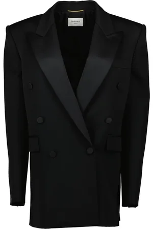 Saint Laurent Jassen, Dames, Zwart, M, Wol, Oversized Wollen Blazer