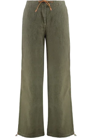 120% Lino Broeken, Dames, Groen, 2Xs, Linnen, Wijde linnen broek