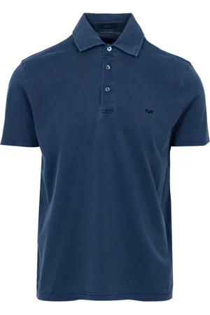 FAY Tops, Heren, Blauw, S, Katoen, Blauw Katoenen Jersey Polo Shirt