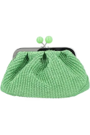 Max Mara Tassen, Dames, Groen, ONE Size, Katoen, Groene Smaragd Clutch Tas met Afneembare Band