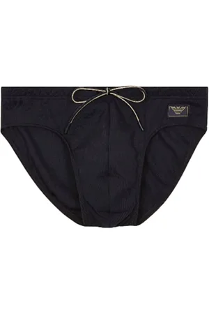 Emporio Armani Badkleding, Heren, Zwart, M, Satijn, Zwart Zee Kleding Piquet Satijn