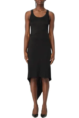 Helmut Lang Kleedjes, Dames, Zwart, L, Elegante Zwarte Midi Jersey Jurk