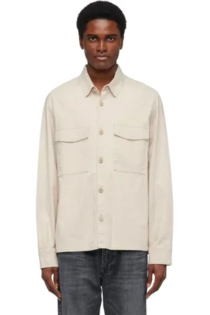 Drykorn Jassen, Heren, Wit, M, Katoen, Casual Overshirt met Borstzakken