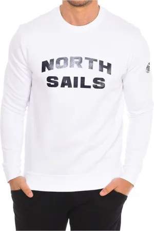 North Sails Sweatshirts & Hoodies, Heren, Wit, M, Nylon, Geribbelde Crew Neck Sweater