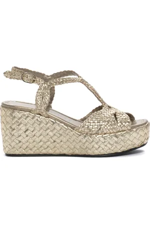 Pon´s quintana Schoenen, Dames, Grijs, 36 EU, Leer, Handgeweven Romeinse stijl sleehak sandaal