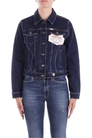 Guess Jassen, Dames, Zwart, M, Katoen, Zwarte Logo Voorknoopjas