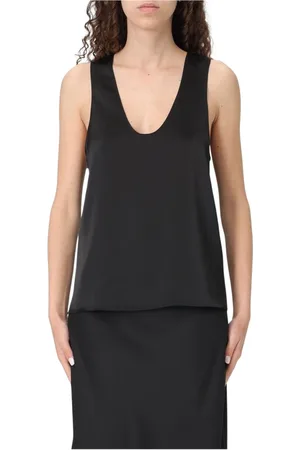 Patrizia Pepe Tops, Dames, Zwart, L, Zilveren Zijden Cami Top