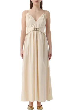 Twin-Set Kleedjes, Dames, , S, Katoen, Elegante Maxi Jurk van Katoen