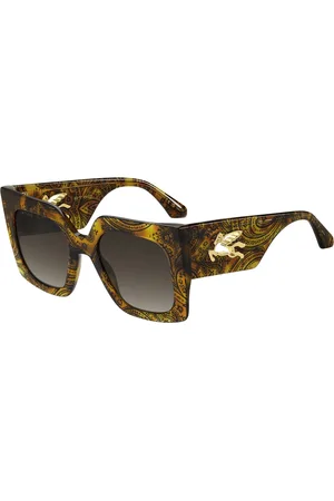 Etro Accessoires, Dames, Bruin, 53 MM, Havana Patroon Zonnebril Bruin Getint