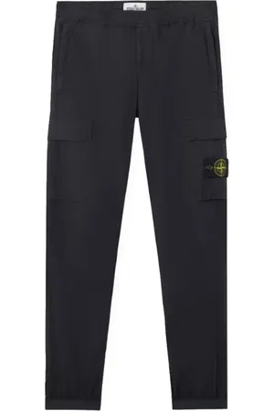Stone Island Broeken, Heren, Blauw, W34, Katoen, Cargo Stretch Katoenen Broek Blauw