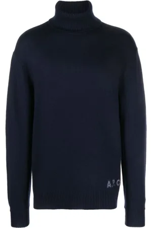 A.P.C. Truien, Heren, Blauw, S, Blauwe Walter Pullover: Stijlvolle coltrui voor heren