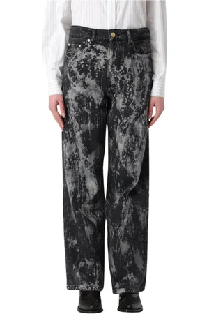 Ganni Jeans, Dames, Zwart, W29, Zwarte Wide Leg Jeans
