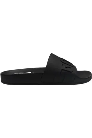 GCDS Schoenen, Heren, Zwart, 43 EU, Logo Chain Slippers Zwarte Rubberen Sandalen