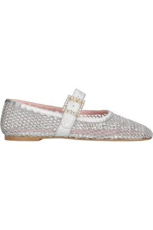 Pretty Ballerinas Schoenen, Dames, Grijs, 38 EU, Zilveren Mesh Ballet Flats