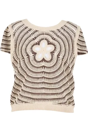 Twin-Set Truien, Dames, Veelkleurig, S, Katoen, Ruffle Round Neck Sweaters