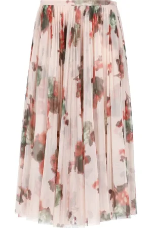 Serafini Rokken, Dames, Veelkleurig, S, Tule, Roze Bloemen Tule Midi Rok